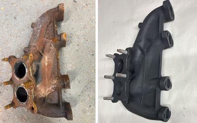 Before & After Plasma Coated Manifold in Glacier Black